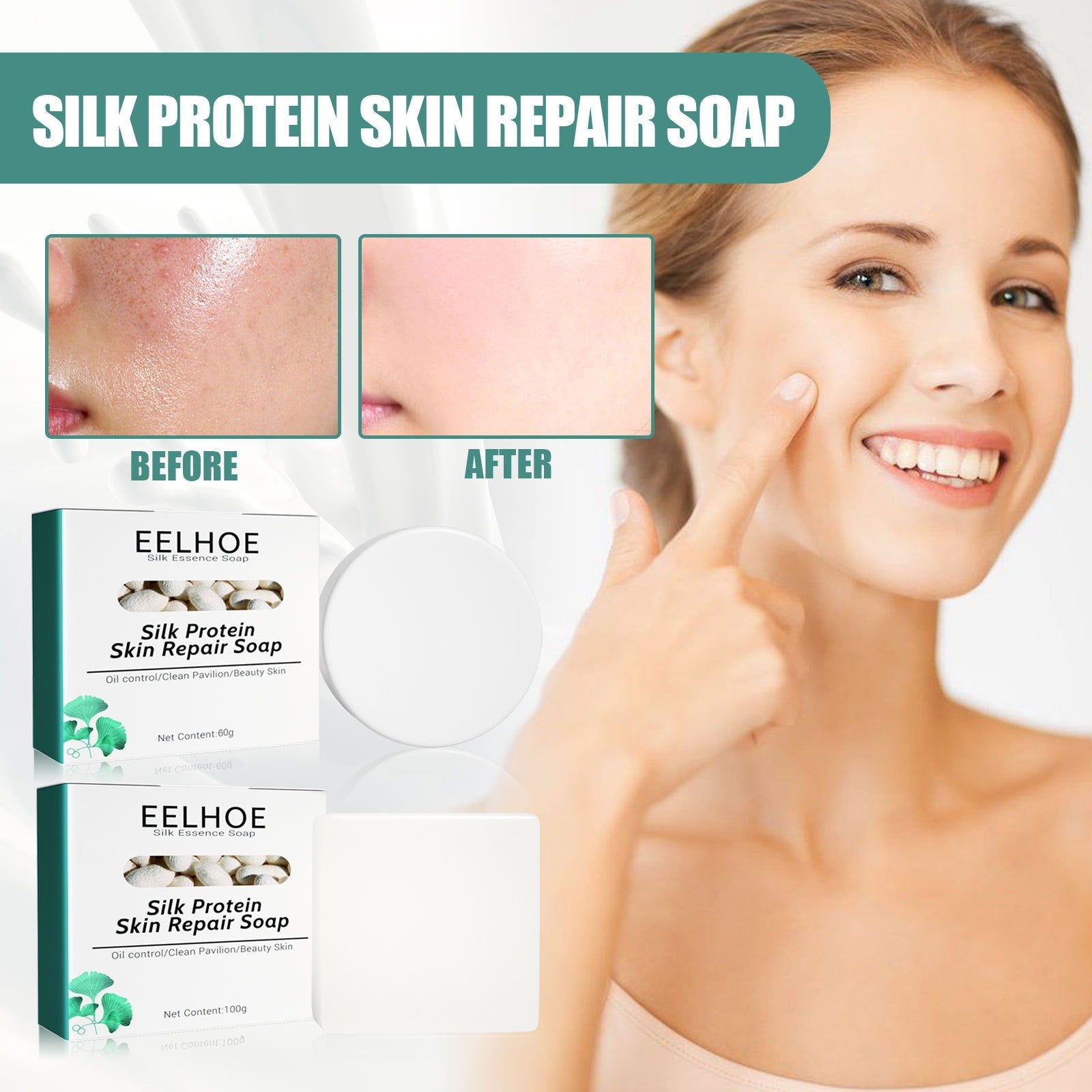 EELHOE Silk Goat Milk Hand Soap Deep Cleansing&Repairing Skin Moisturizing&Tender Silk Goat Milk Cleansing Soap - Korvel