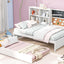 Cama nido elegante de tamaño twin con almacenamiento y cama extraíble - Blanca