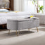 Grey Storage Ottoman Bench for End of Bed Gold Legs Modern Grey Faux Fur Entryway Bench - Korvel