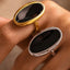 Anillo Abierto Elíptico en Acero Inoxidable - Lujo Francés Ligero