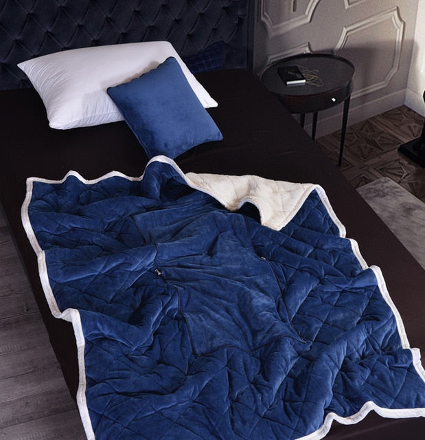 2 in 1 Flannel Cushion Blanket car sofa lumbar throw pillow air conditioning blanket foldable patchwork quilt blanket Bedding - Korvel