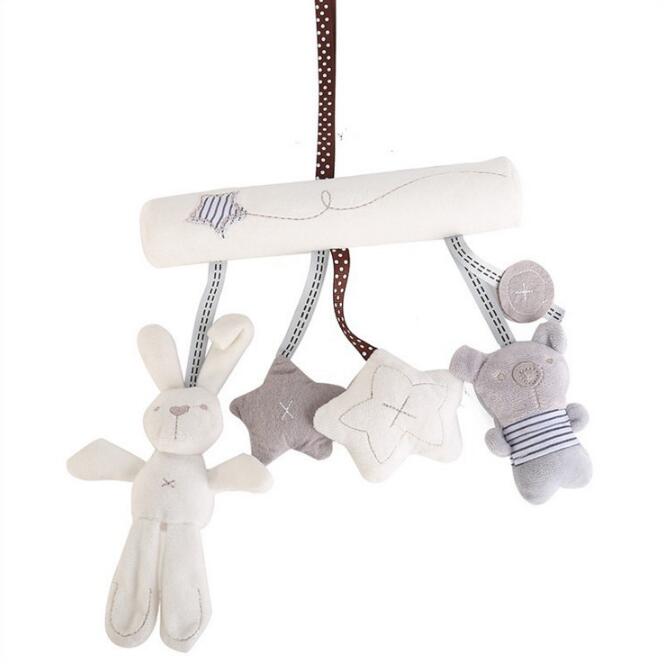 Baby Rabbit Toys Stroller Accessories Hanging Plush Educational Toy Doll Trolley Bells Rattles Carriage Multifunctional - Korvel