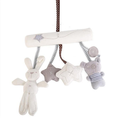 Baby Rabbit Toys Stroller Accessories Hanging Plush Educational Toy Doll Trolley Bells Rattles Carriage Multifunctional - Korvel