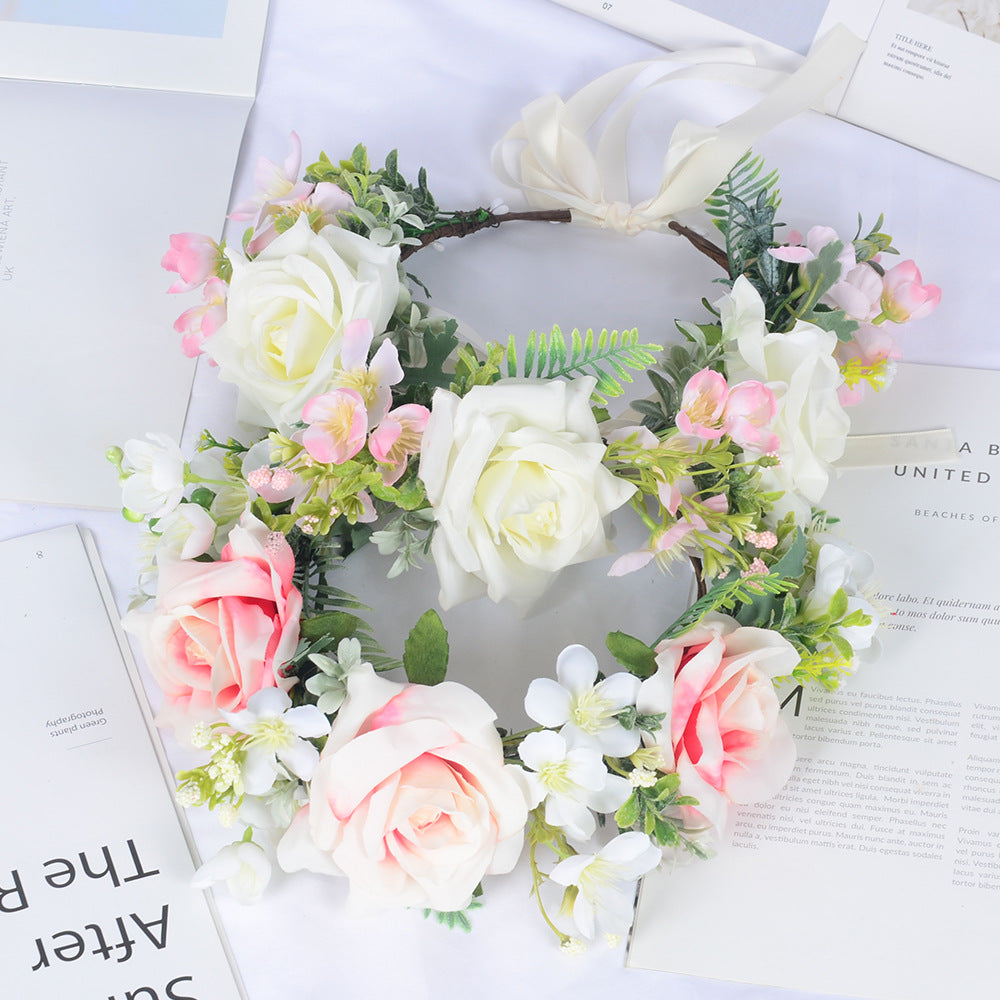 Couronne de Fleurs en Soie Fait Main Accessoire Capillaire