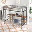 Twin loft bed with table and shelf/Heavy duty sturdy metal/Built in table and shelf/Noise reduction/Safety fence - Korvel