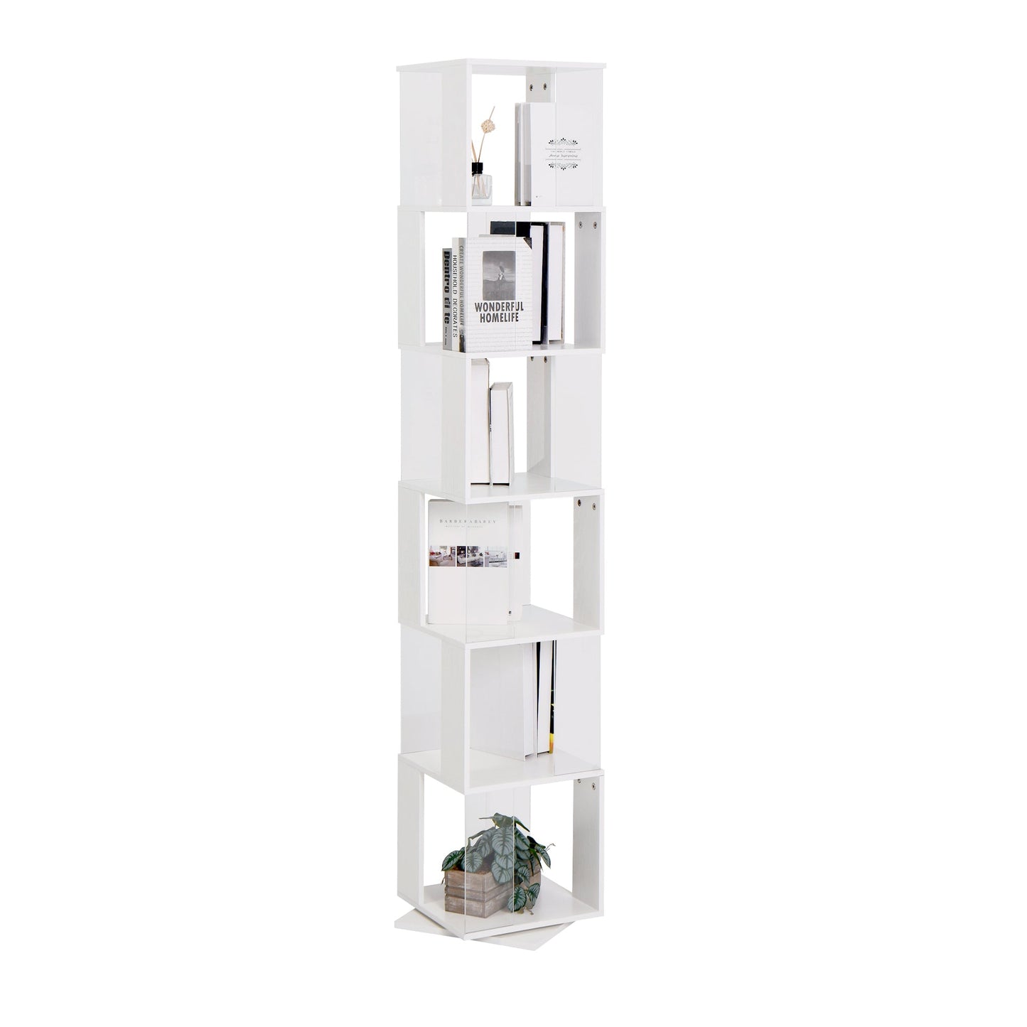 6-Layer Rotating Acrylic Bookshelf for Creative Spaces