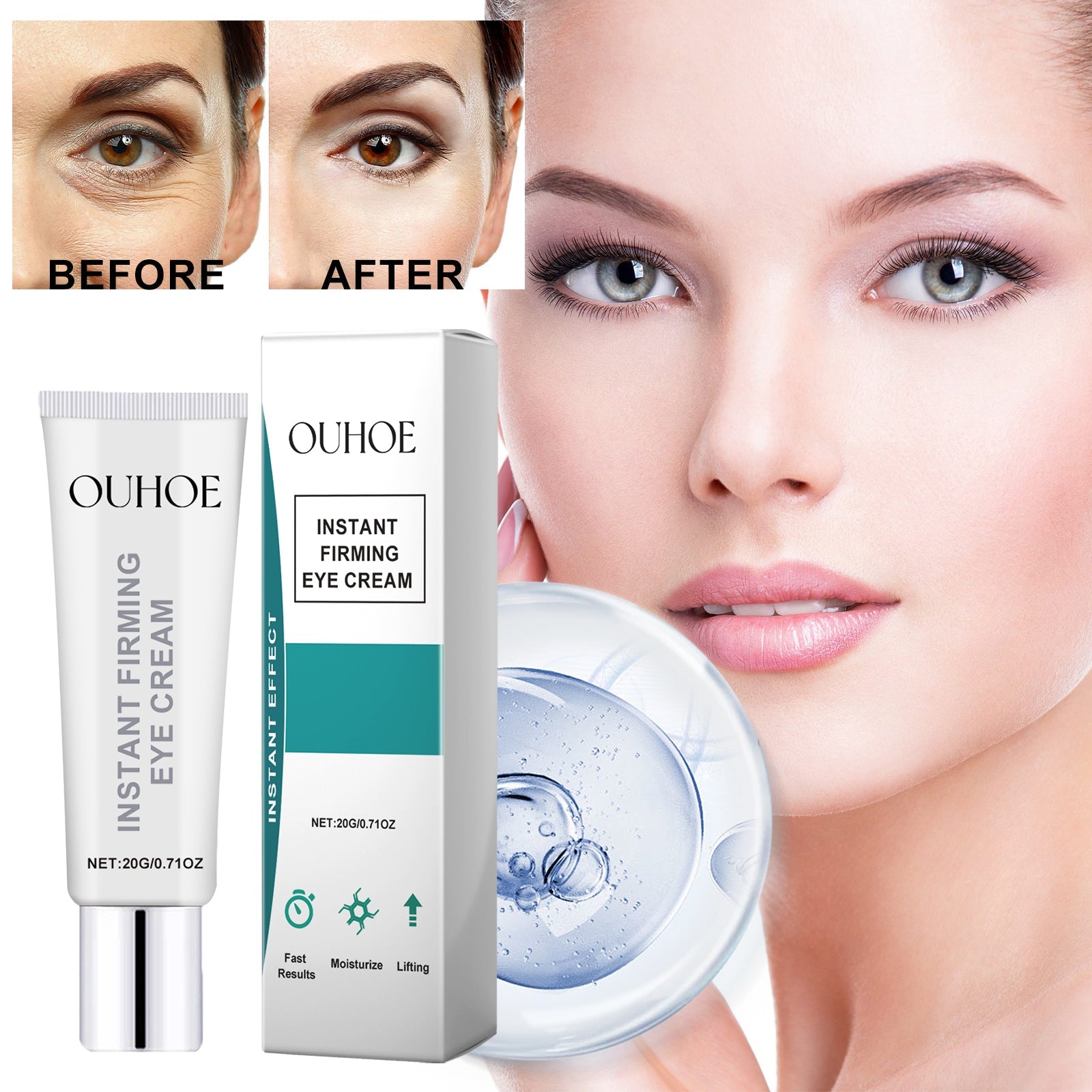 Instant Firming Eye Cream, Elastic Tightens Eye Skin Moisturizing Treatment To Reduce Fine Lines And Dark Circles Under The Eyes - Korvel