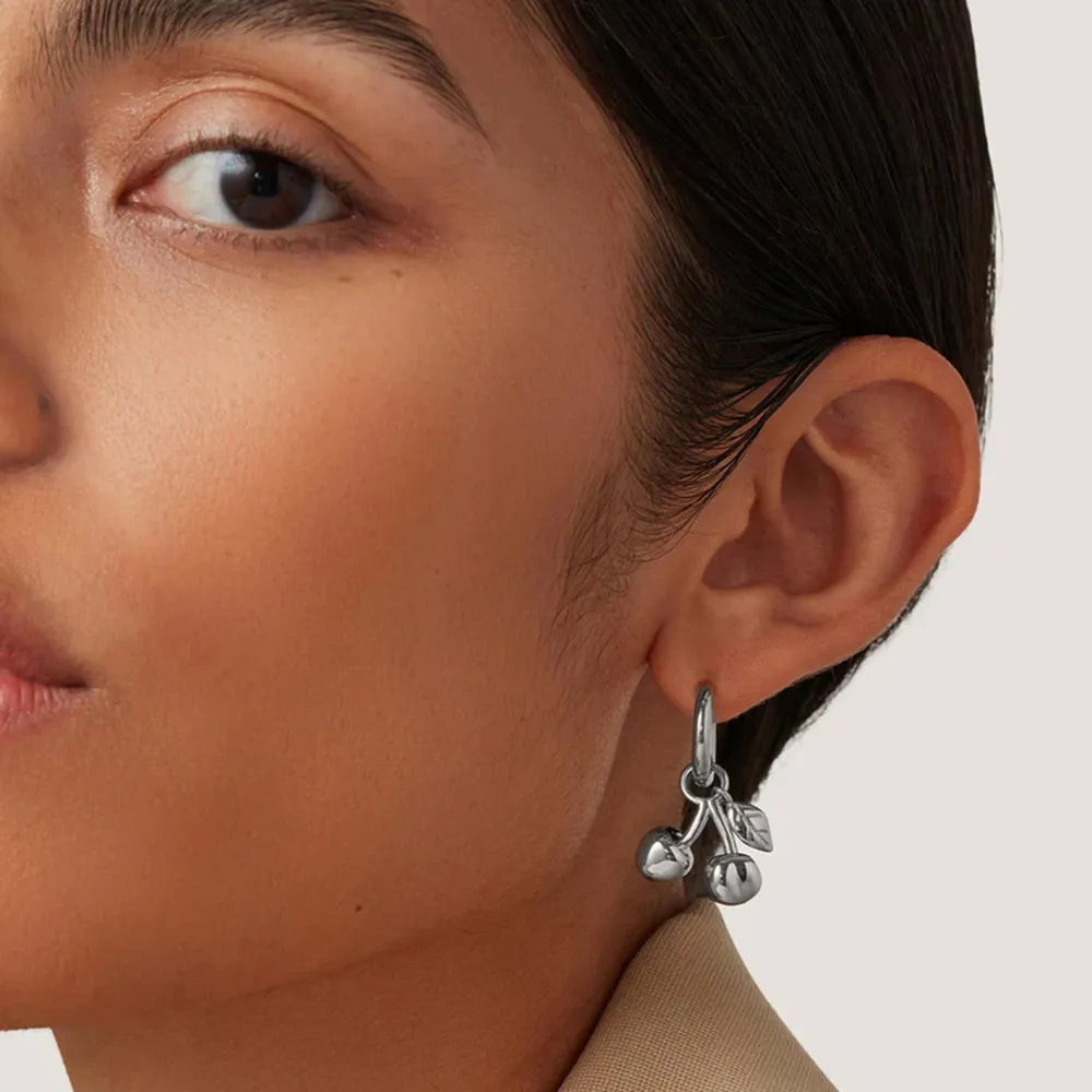 Stainless Steel Cherry Drop Earrings - Korvel