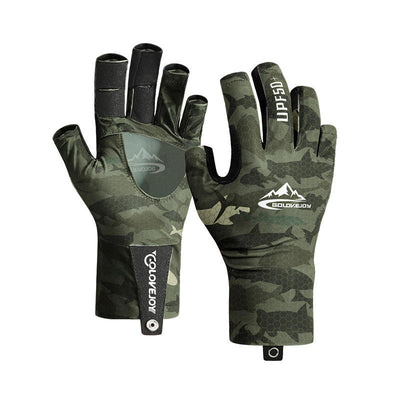 Professional UPF50+ Lure Fishing Gloves Half Finger Sun protection Ice silk Fishing Gloves For Men - Korvel