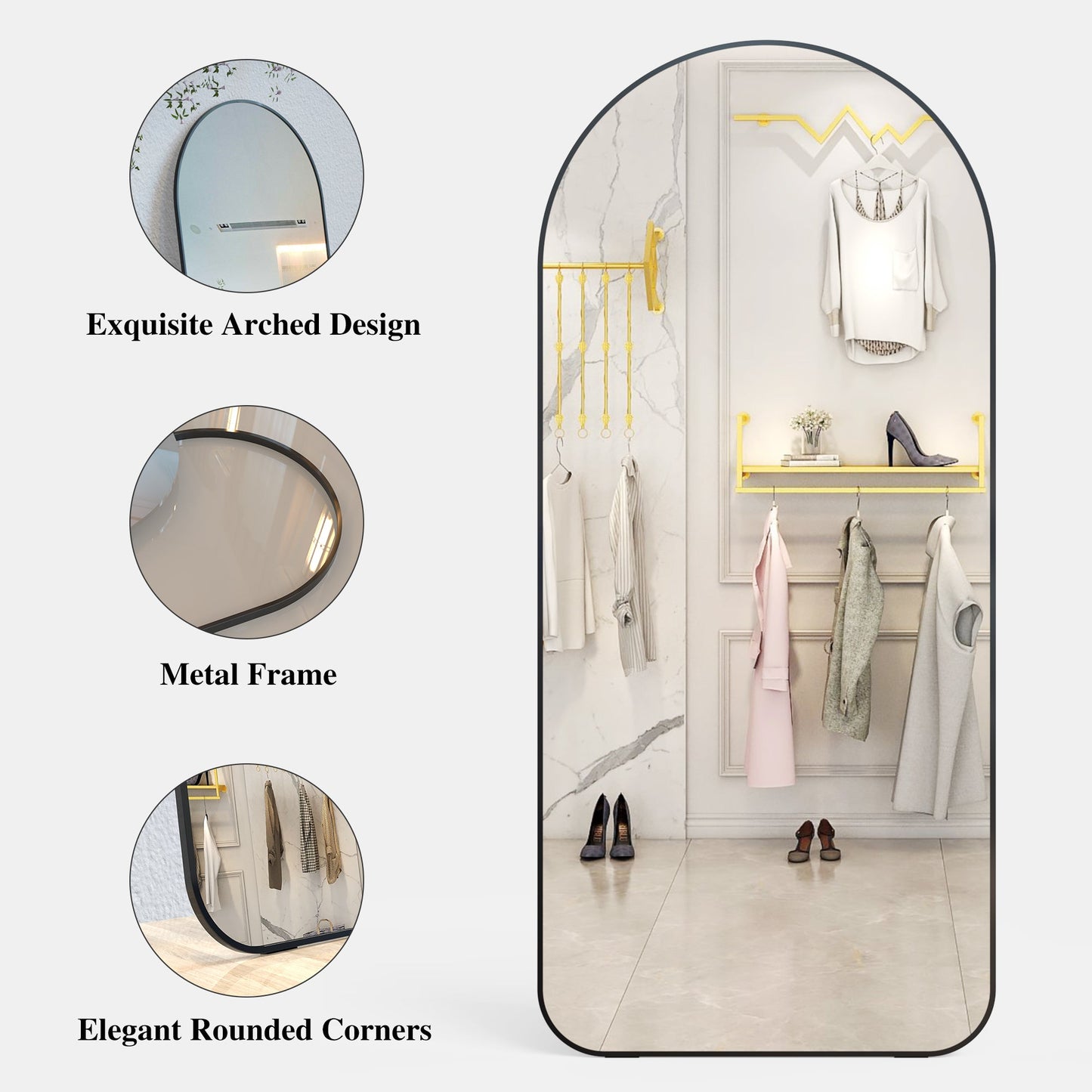 71" x 32" Oversized Full Body Mirror - Elegant Black Frame