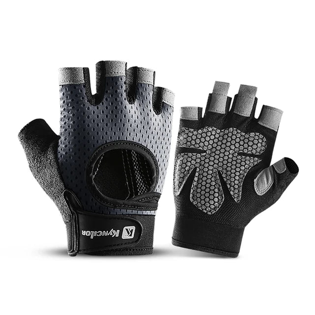 Outdoor sports fitness gloves anti slip and wear-resistant silicone half finger exposed riding gloves - Korvel