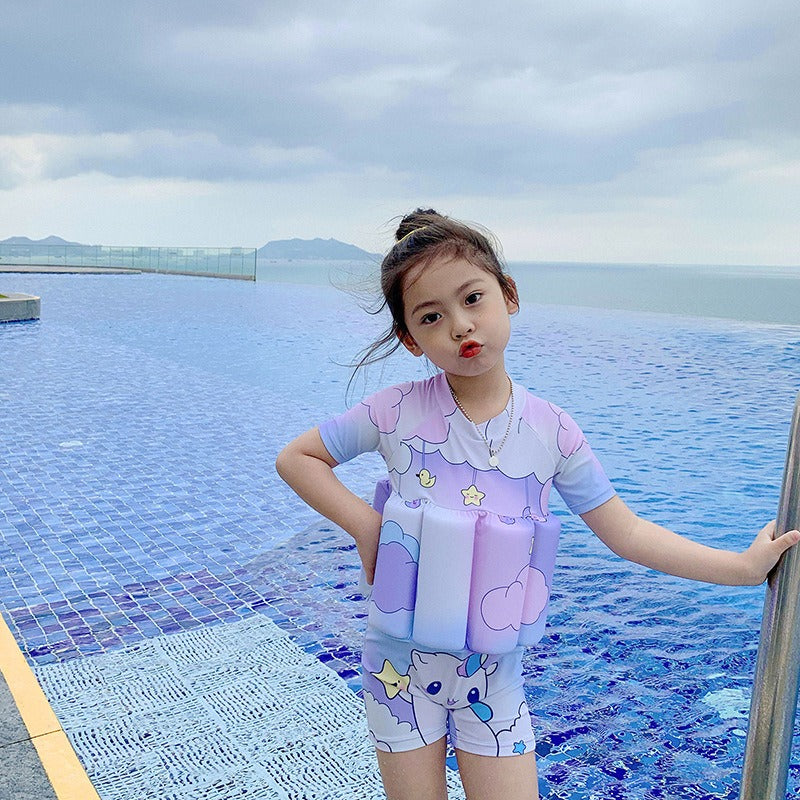 Baby swimsuit, cute cartoon girl buoyancy swimsuit, floating vest for children, baby survival swimsuit - Korvel