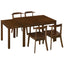 TOPMAX 65 "5-piece set with wheels and expandable dining table set 17.7" pull-out side table and small dining chair Brown - Korvel