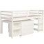 Low Study Twin Loft Bed with Cabinet and Rolling Portable Desk - White (OLD SKU :LP000113AAK) - Korvel