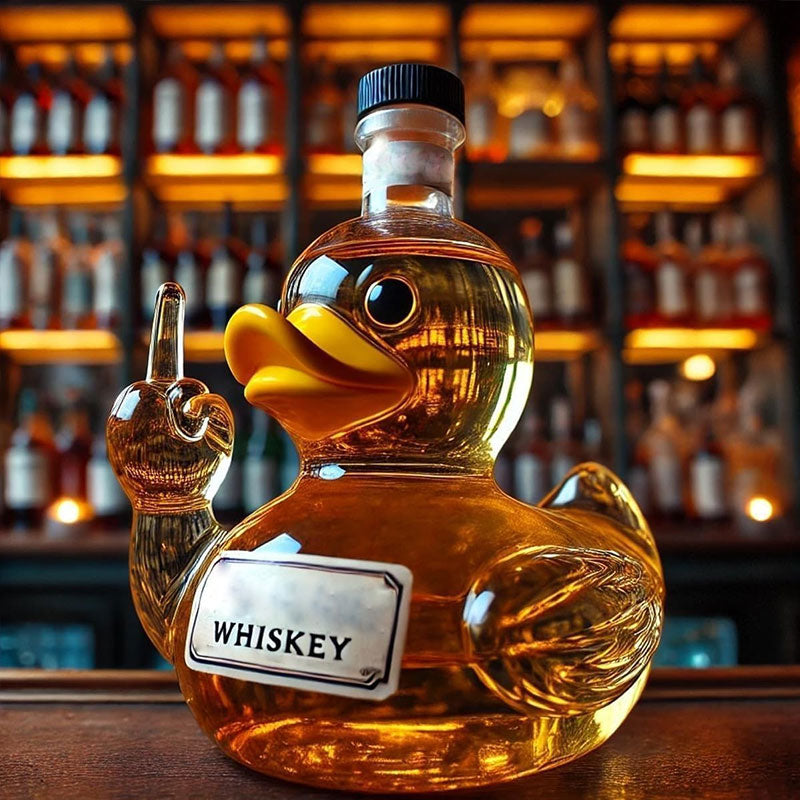 10 Oz Middle Finger Duck Bottle - Funny Whiskey Duck Decanter. Great Prank Decoration for Bar, Office or Home - Korvel