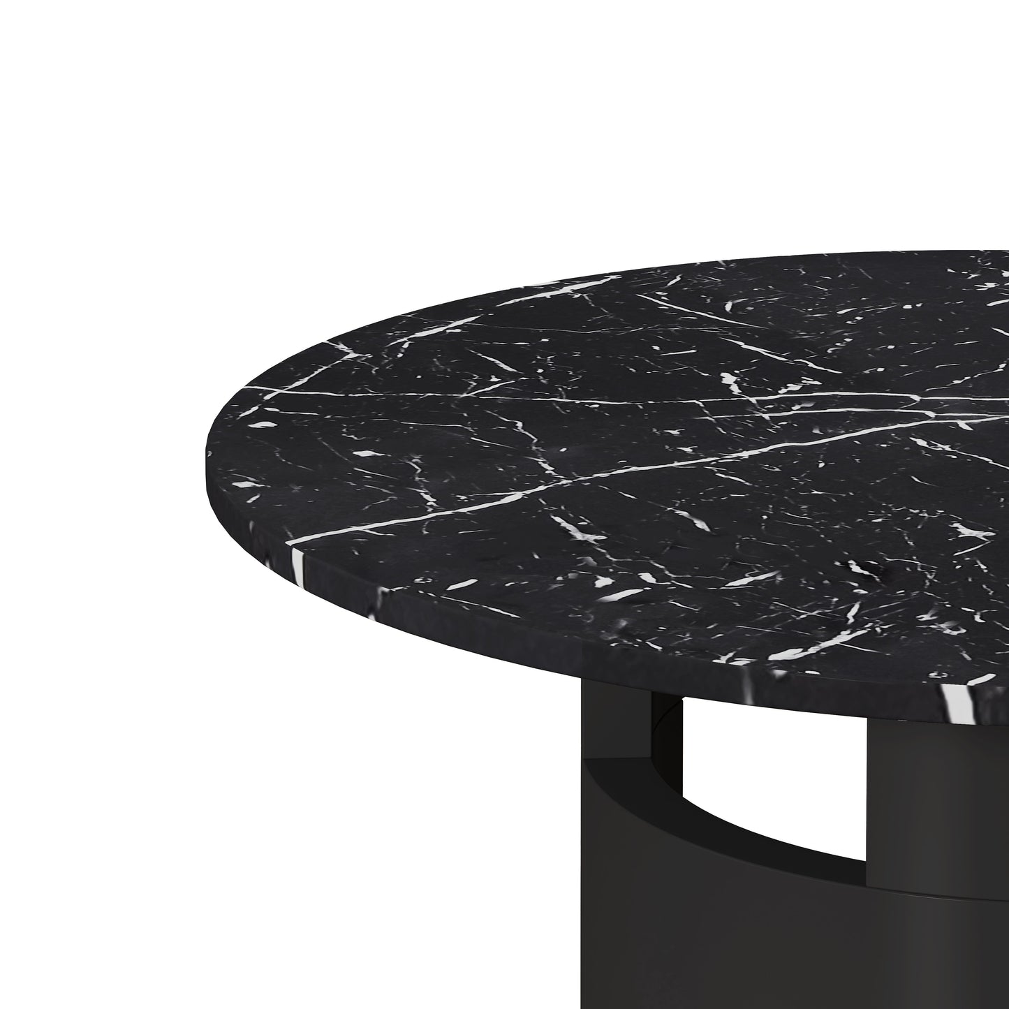 42.12"Modern Round Dining Table with Printed Black Marble Table Top for Dining Room - Korvel
