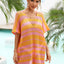 Tassel Openwork Striped V-Neck Cover Up - Korvel