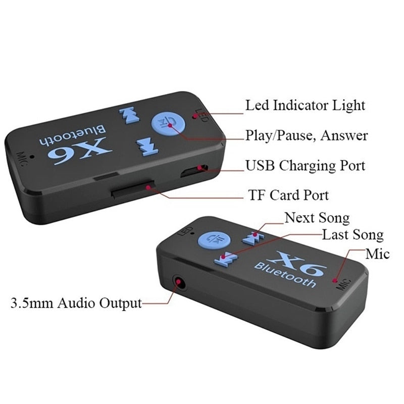 X6 Bluetooth Transmitter Aux Usb Car Play Music Receiver Adapter 5.0 mm  Bluetooth Adapter  MP3 Music Adapter For car player - Korvel