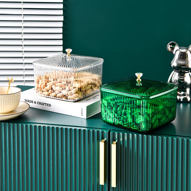 Home light luxury dustproof desktop multifunctional dried fruit storage box with cover - Korvel