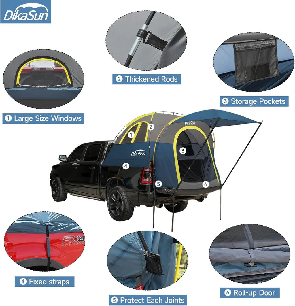 5.5-6.7ft Pickup Truck Bed Tent with Awining Navy - Korvel