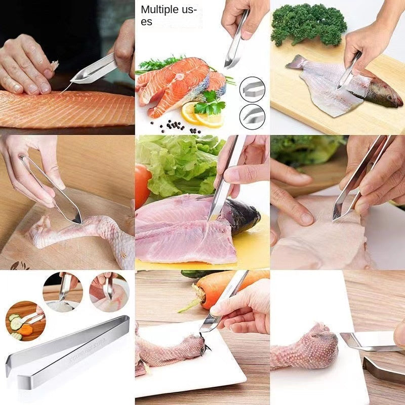 Stainless steel tweezers hair removal clip kitchen multifunctional hair removal tool for chicken and duck hair removal clip - Korvel