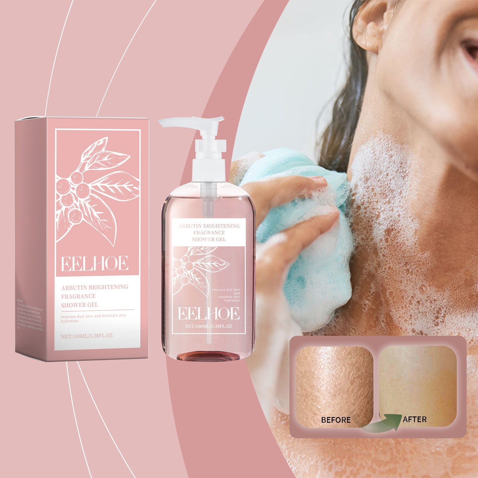 Arbutin Shower Gel Fragrance Fresh And Gentle Clean Skin Exfoliating Nourishing Skin Care Shower Gel - Korvel