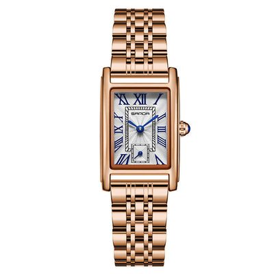 Elegant Square Steel Band Quartz Watch for Women