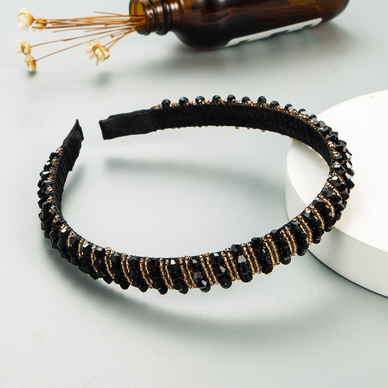 Washing Face Hair Band Thin Edge Handmade String Crystal Headband Fashion Hair Accessories Simple Hair Band - Korvel