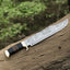 Legendary Crocodile Dundee Knife – 16” Handcrafted Damascus Steel Blade with Buffalo Horn or Leather Grip & Brass Guard + Leather Sheath - Korvel