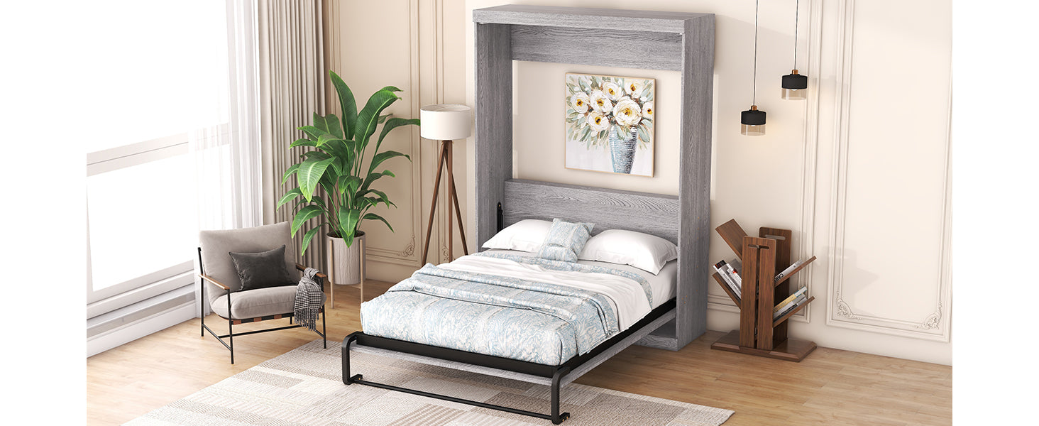 Full Size Murphy Bed, can be Folded into a Cabinet Gray - Korvel