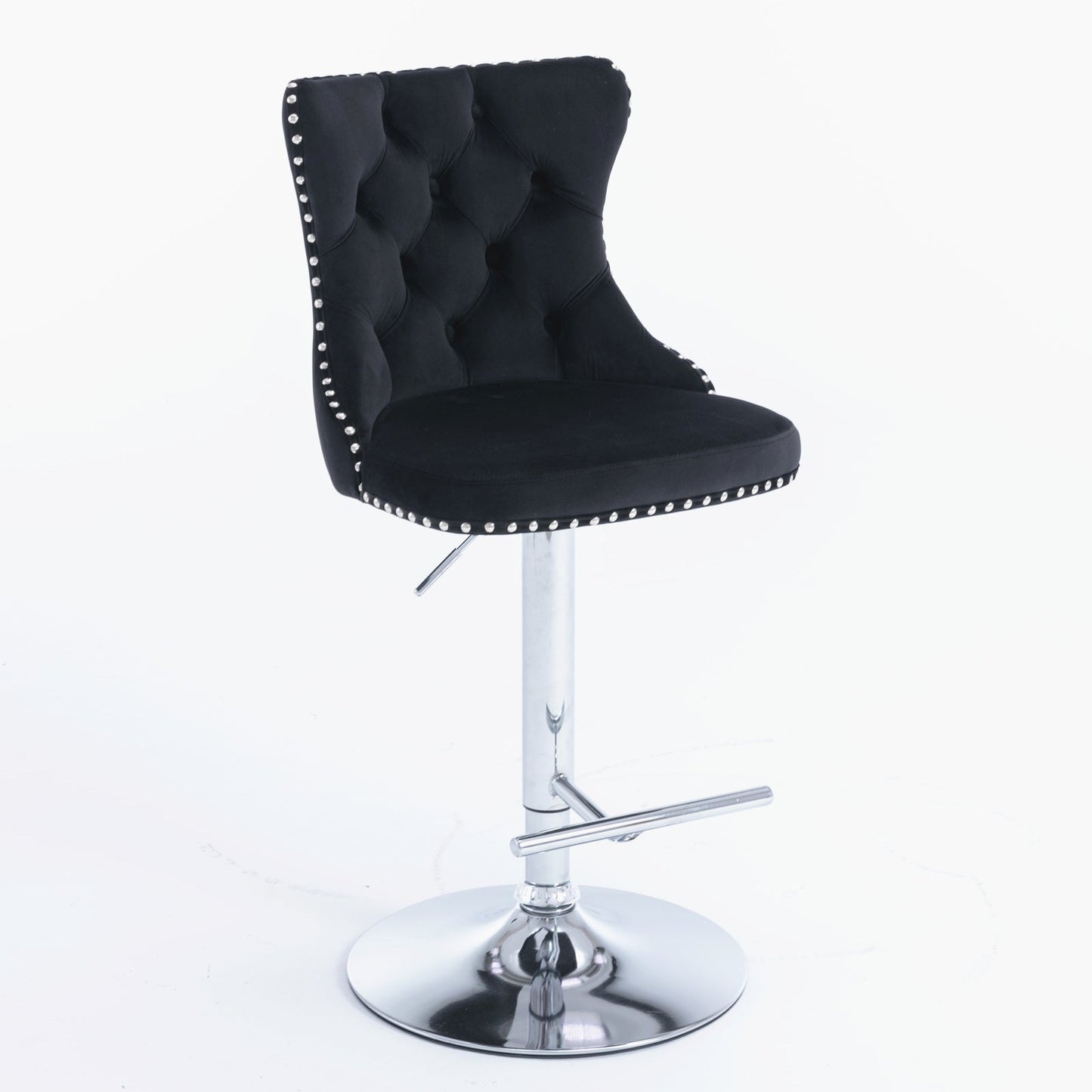25-33 Inch, Modern Upholstered Chrome base Bar Stools with Back Comfortable Tufted for Home Pub and Kitchen Island（Black,Set of - Korvel