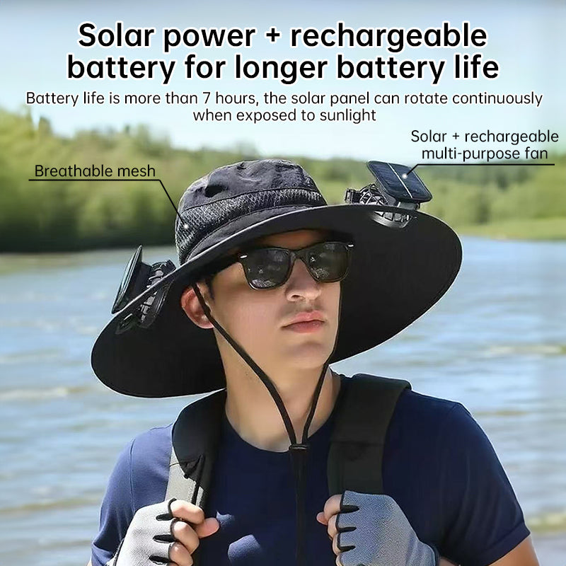 Chapeau Ventilateur Solaire : Chapeau à Large Bord Premium pour Aventures en Plein Air