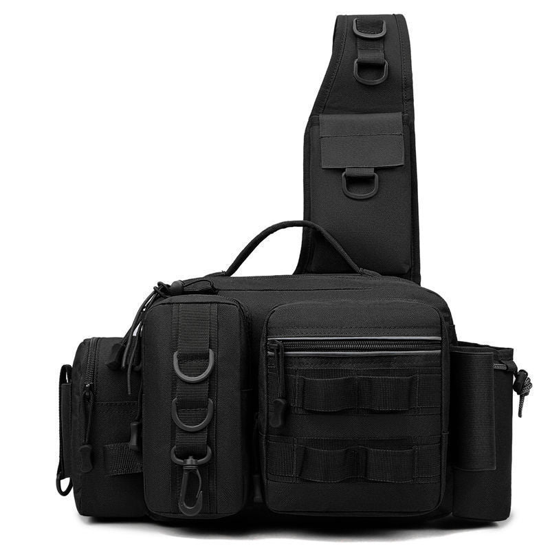 Men's Fishing Backpack: Equipped with bait box, equipment storage bag, pole holder, sling & shoulder bag design. - Korvel