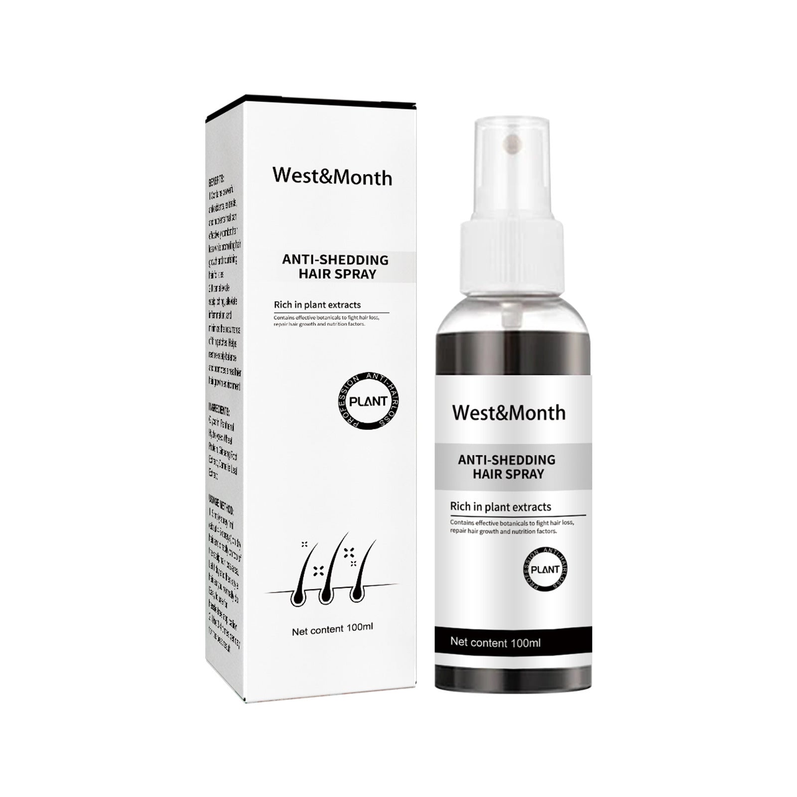 West & Month Anti-Shedding Hair Spray, Improve The Hairline Hair Hair Nutrition Moisture Hair Roots - Korvel