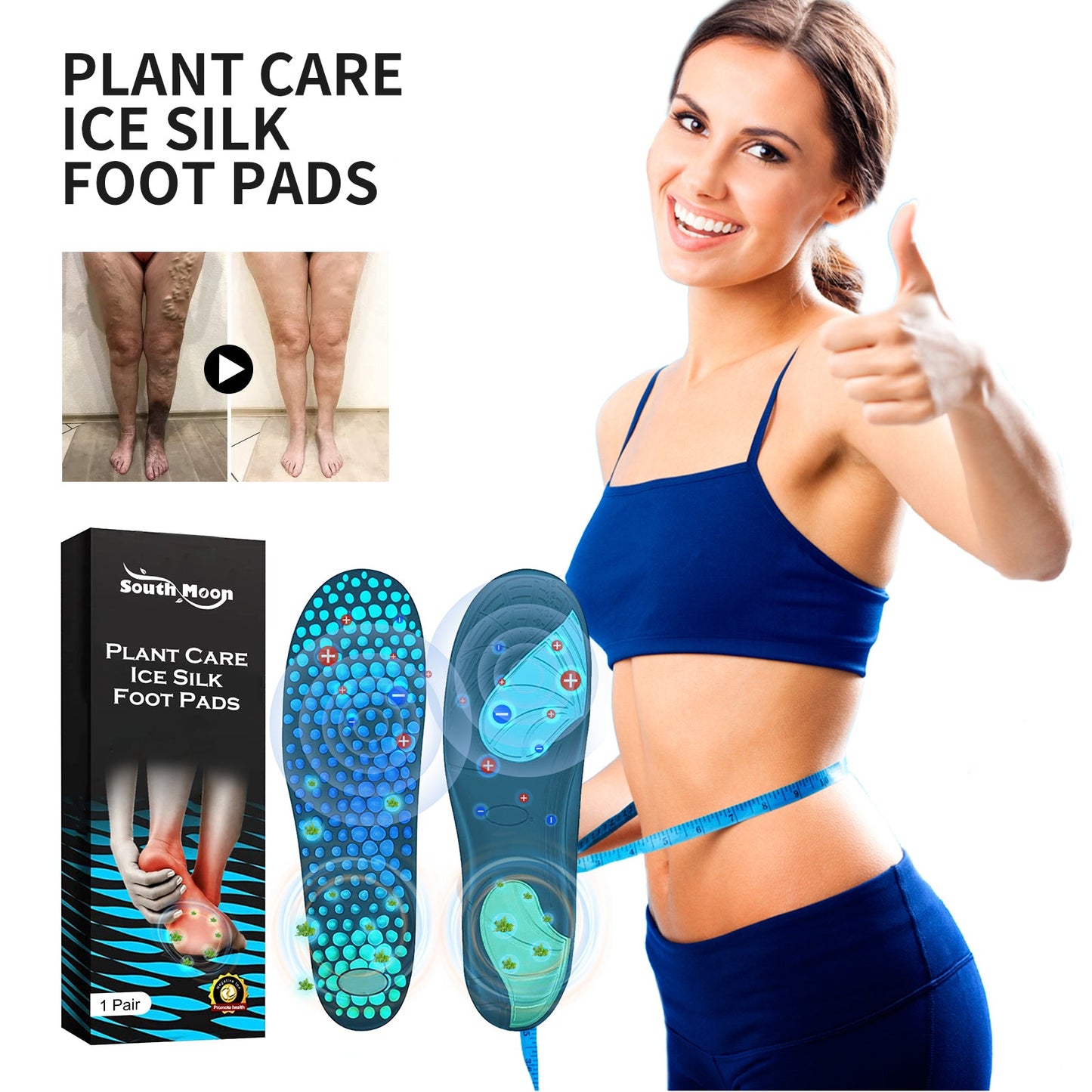 Pilant Care Ice Silk Foot Pads, Ease Joint Soreness And Swelling Earthworm Leg Vein Massage Care Pad - Korvel