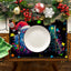 Christmas table mat with white linen starry sky and Santa Claus print - Korvel