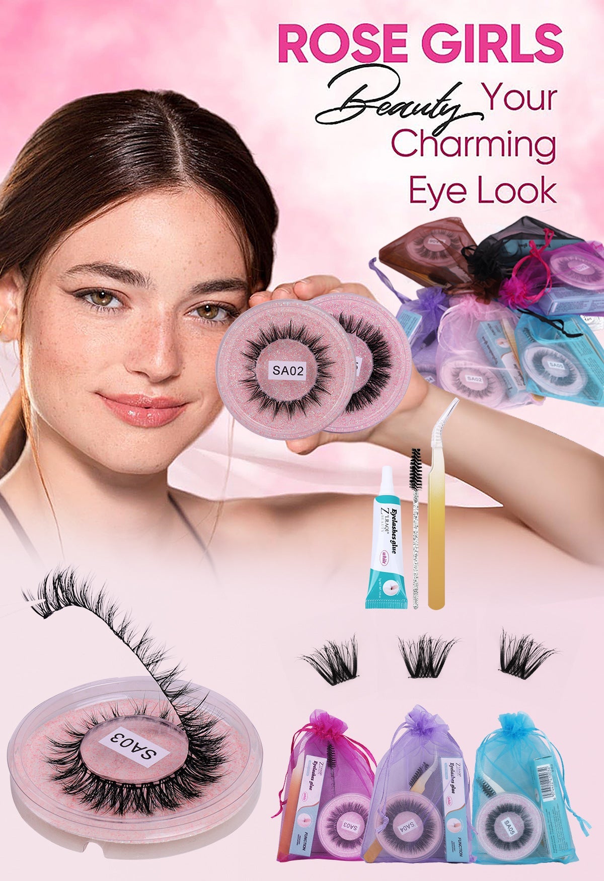 DIY false eyelashes set whole cut eyelashes European and American thick curling travel size eyelash combination - Korvel