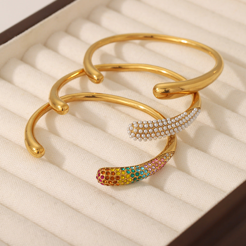 Colorful zirconium full diamond high-end fashion stainless steel casting bracelet bracelet bracelet accessories - Korvel