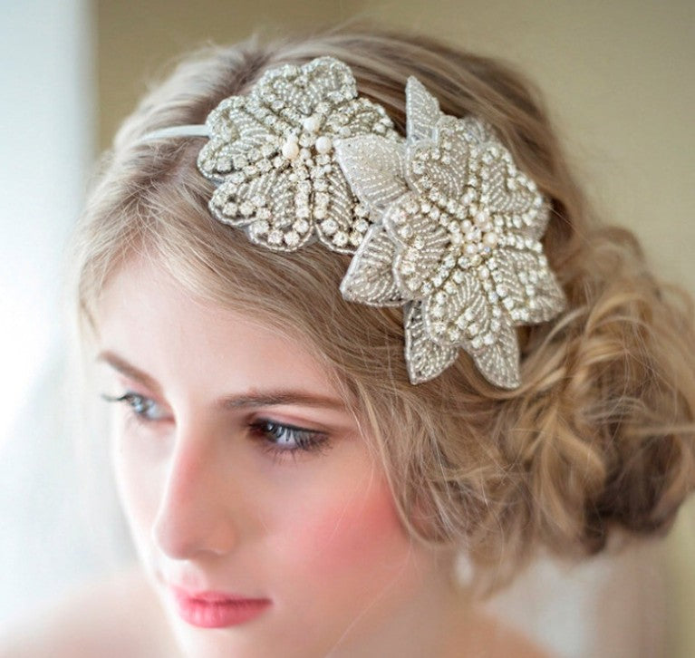 Handmade Crystal Flower Headband for Bridal Elegance