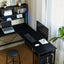 94.5 Inch Home Office Desk L shape gaming desk with LED storage Shelves METAL PANNEL and stool (BLACK) - Korvel