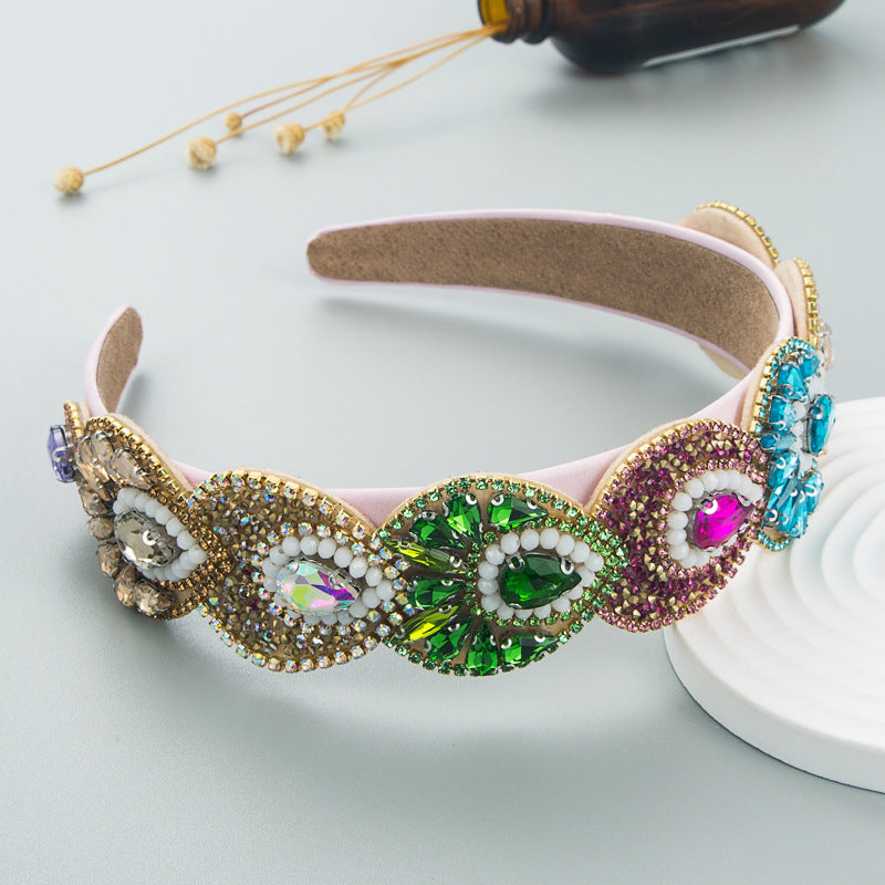 Hair Hoop Fashion Retro Baroque Crystal Head Hoop Korean High-End Hair Accessories Korean Version Of The Hair Cave - Korvel