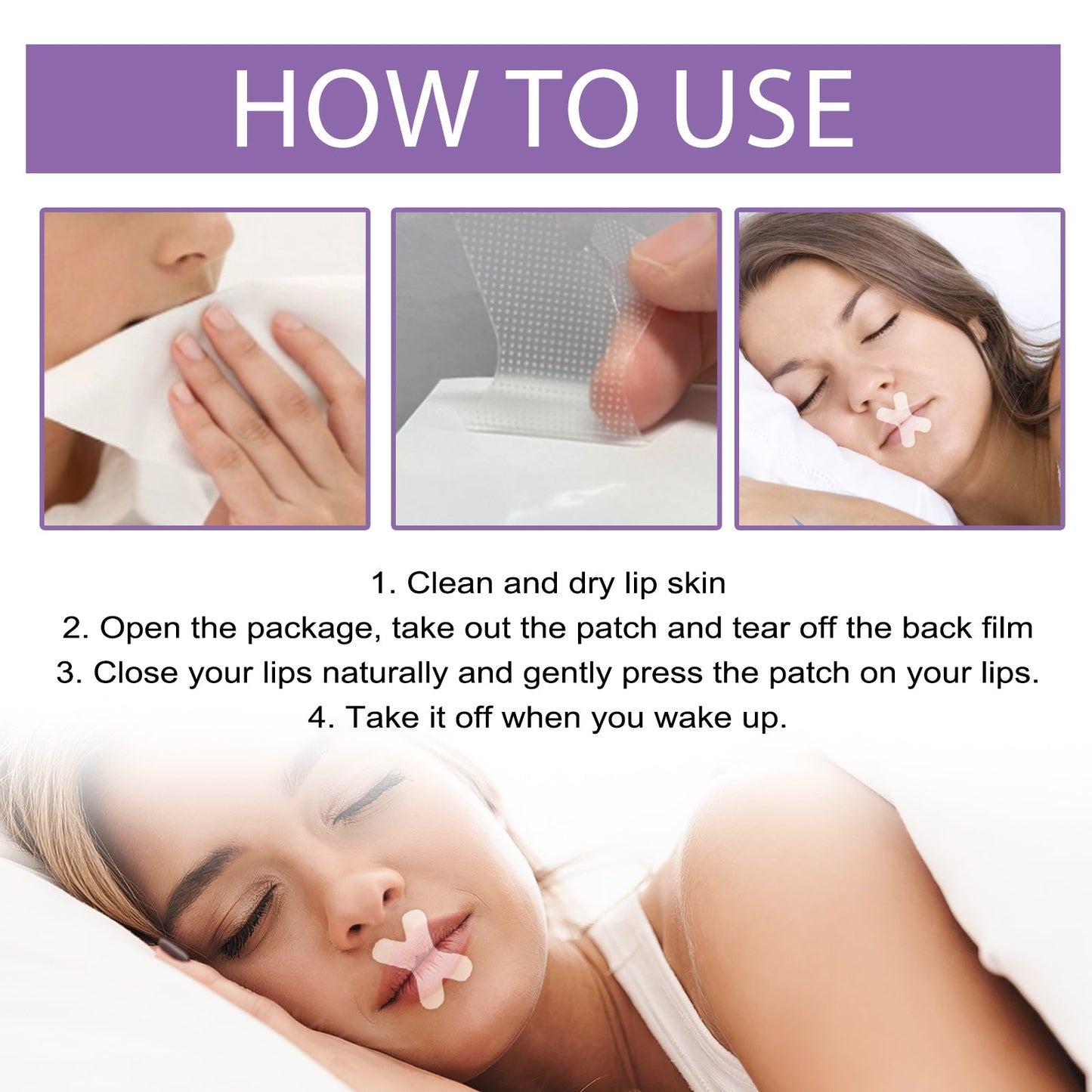 Sleep Anti-Snoring Tape, Open Mouth Breathing Physical Expansion Pamper Sleep Anti-Snoring Patch - Korvel