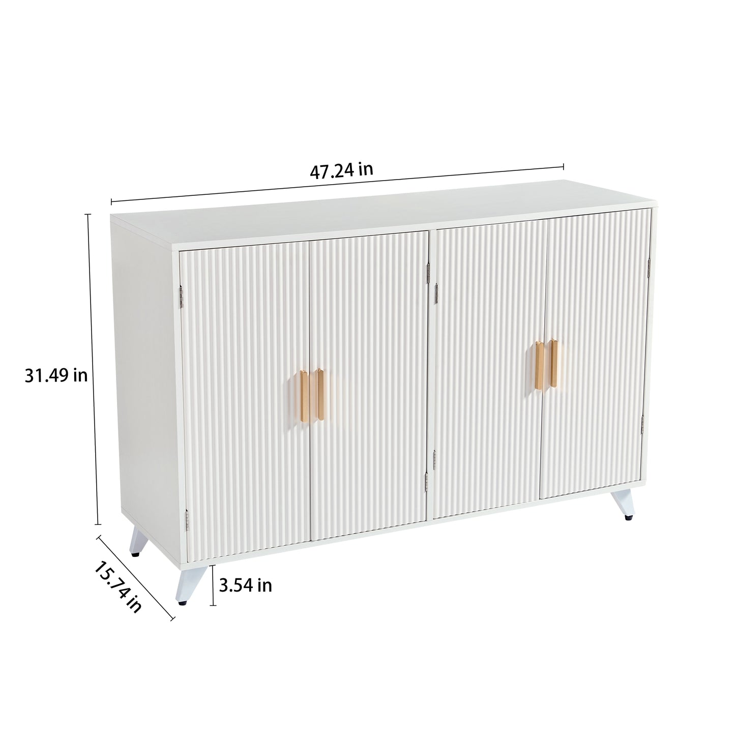 Elegant Ivory White Sideboard Buffet Cabinet with 4 Doors