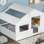 Wood Full Size House Bed with Roof, Window and Guardrail White - Korvel