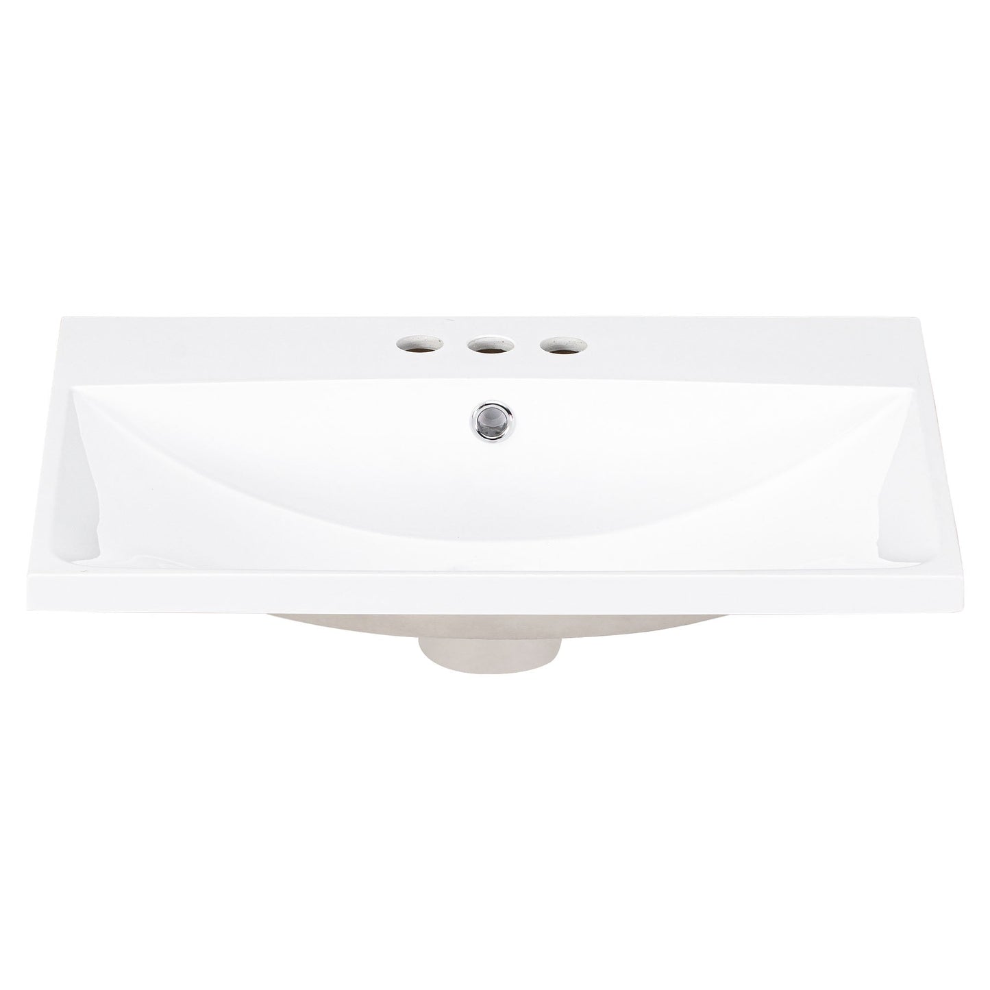 24" Bathroom Vanity Top Only White Basin 3-Faucet Holes  4" Faucet Available Ceramic - Korvel