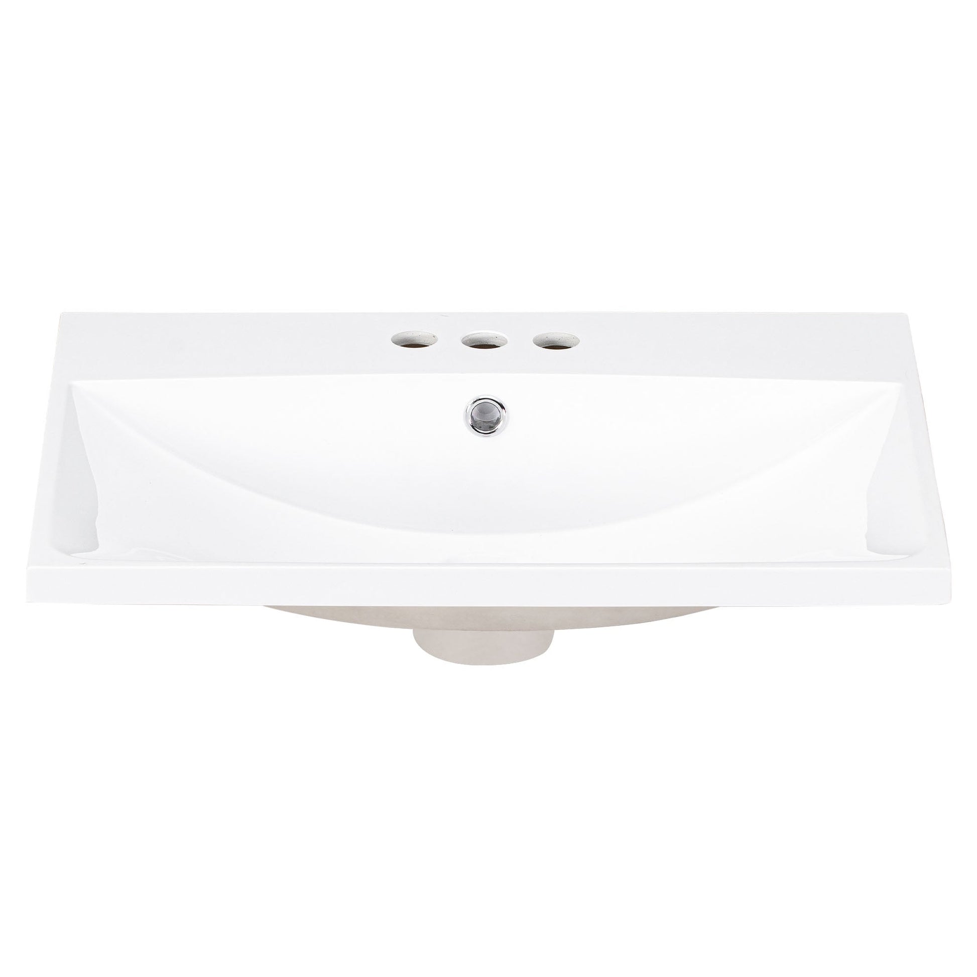 24" Bathroom Vanity Top Only White Basin 3-Faucet Holes  4" Faucet Available Ceramic - Korvel