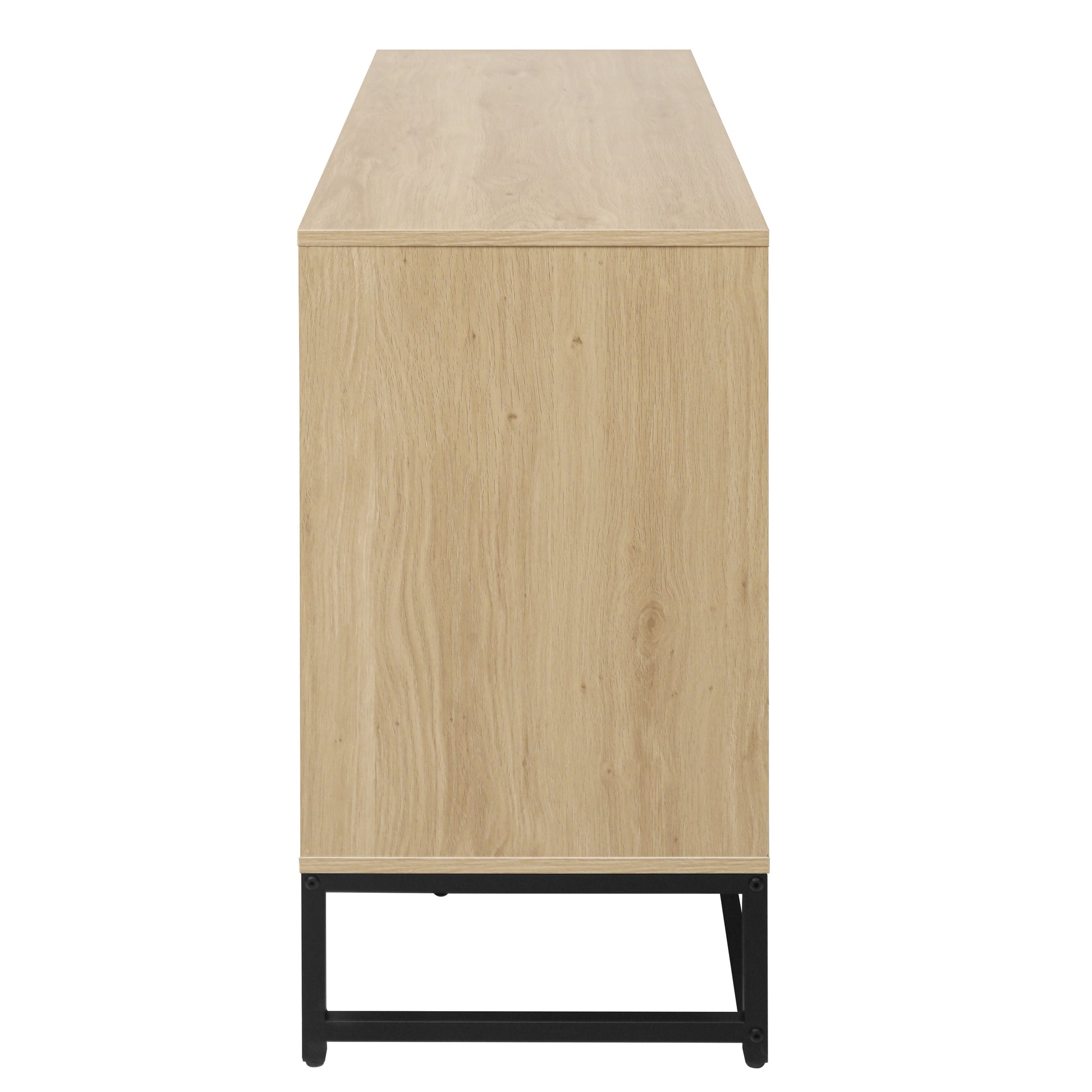Engraved 3-door side panel with LED, self-service cabinet storage cabinet, modern coffee bar cabinet with adjustable shelf - Korvel