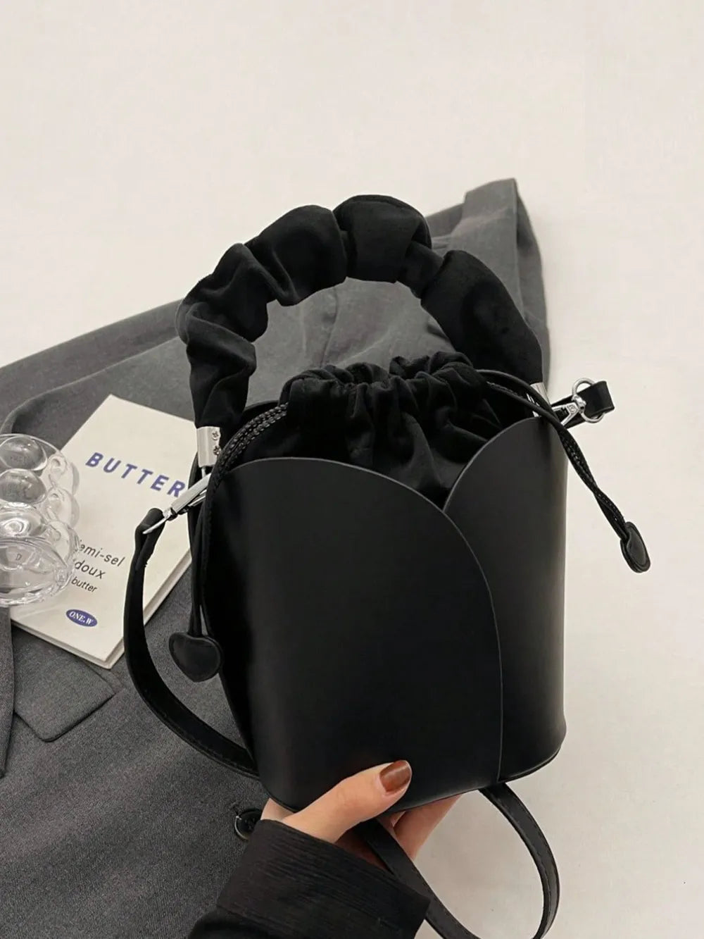 Premium PU Leather Drawstring Bucket Bag
