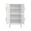 Elegante gabinete de almacenamiento de metal blanco para cocina