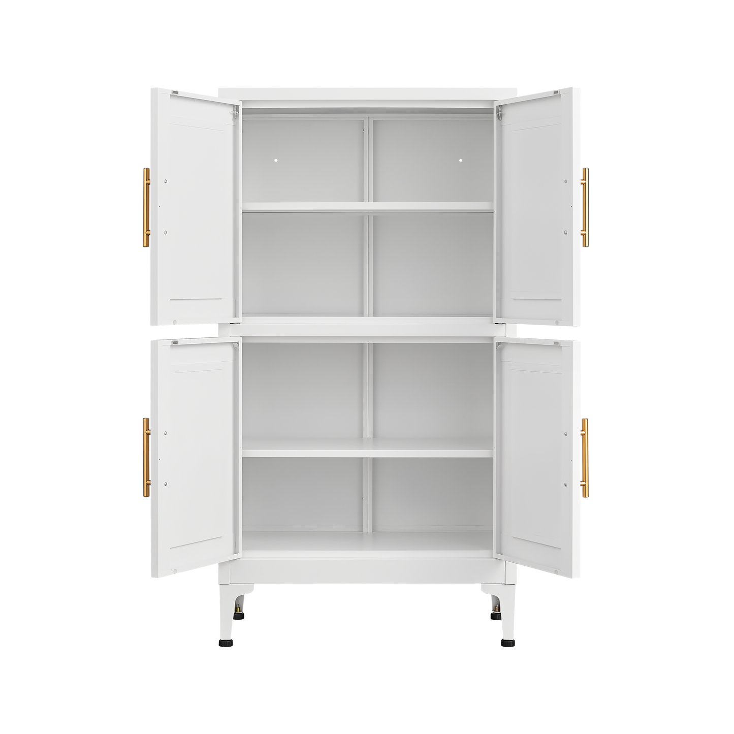 Elegante gabinete de almacenamiento de metal blanco para cocina